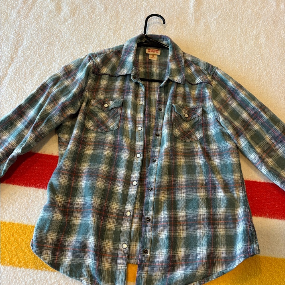 Plaid pearl snap flannel